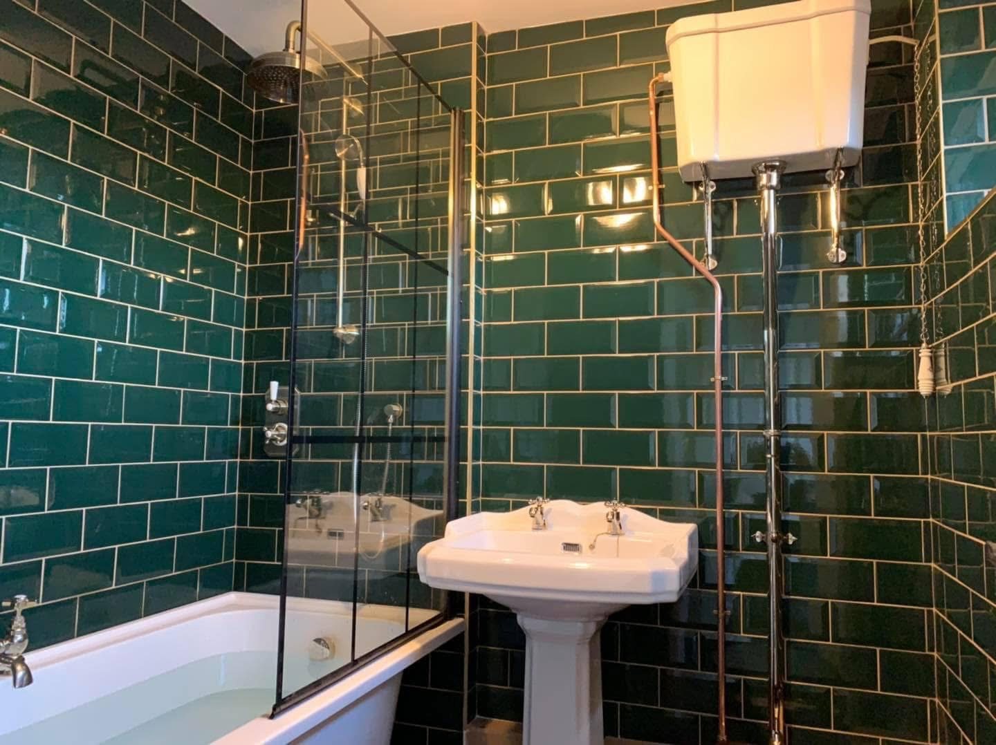 Emerald green bathroom