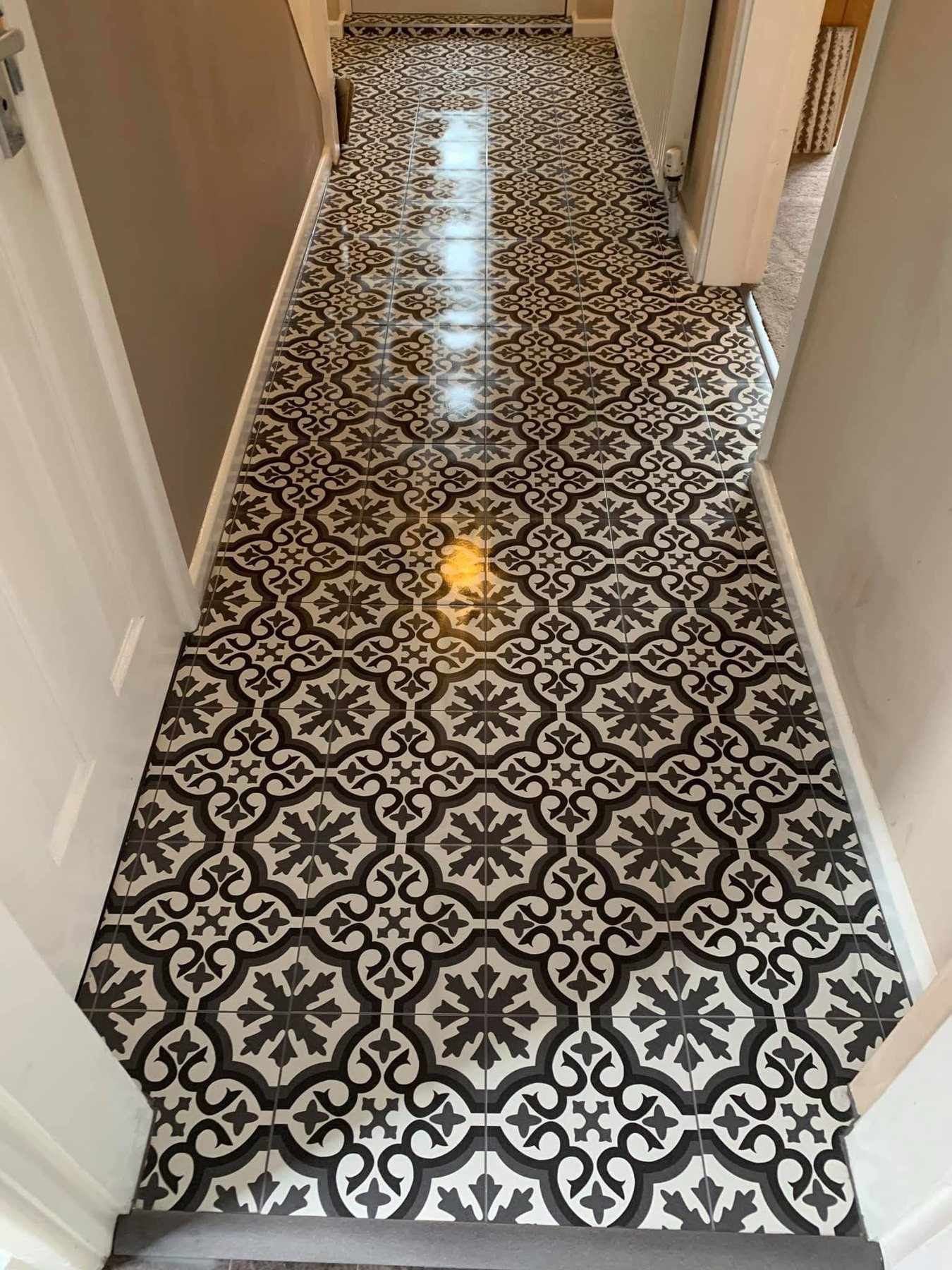 Patterned hallway floor