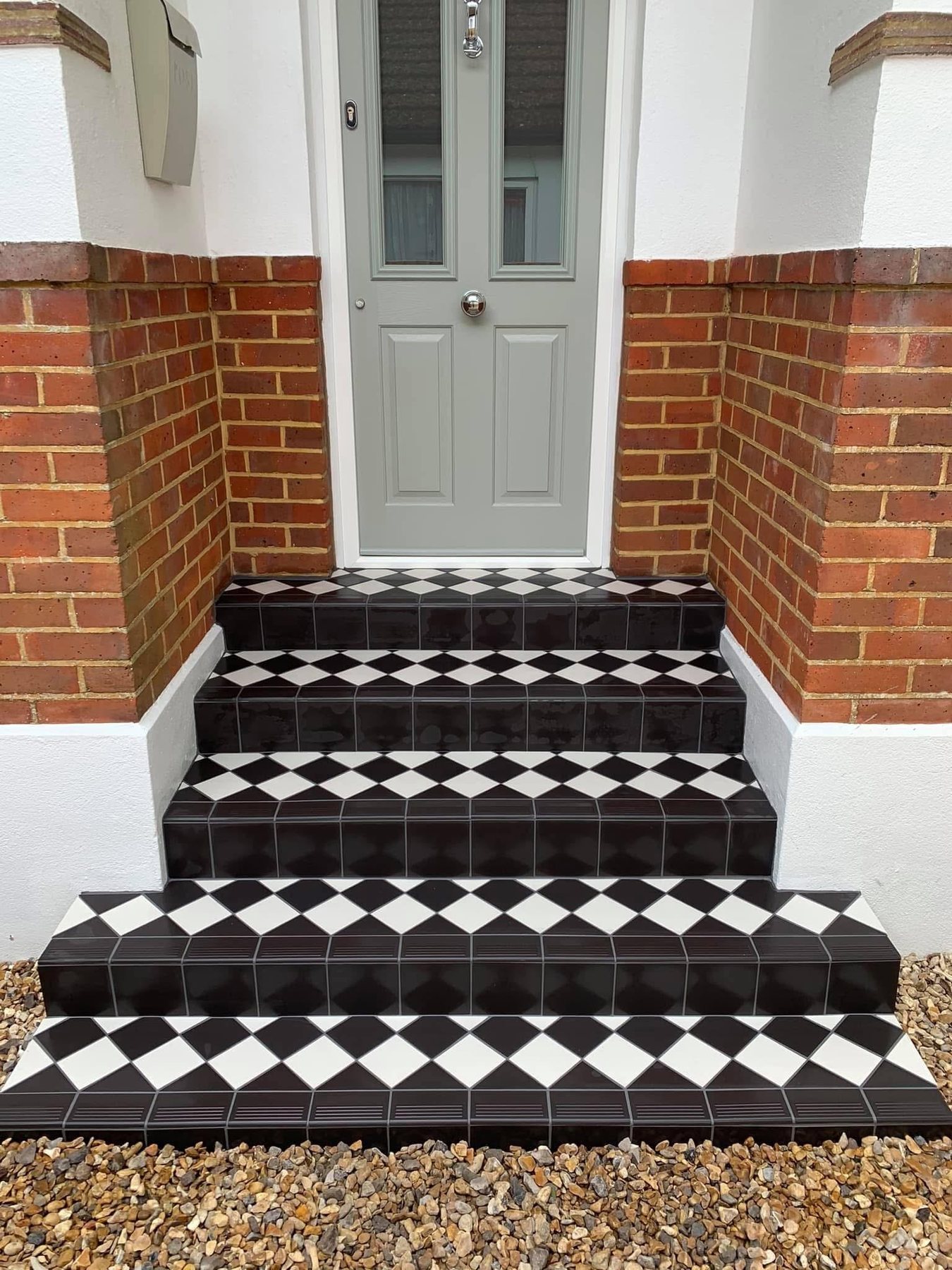 Monochrome tiled steps